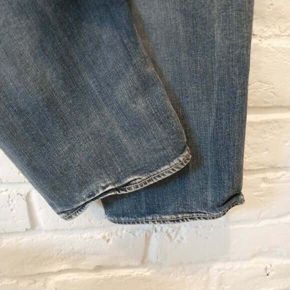 Levis 513 Jeans Mens 38x32 Blue Denim Whiskers Straight Leg Faded Stretch - Picture 9 of 12